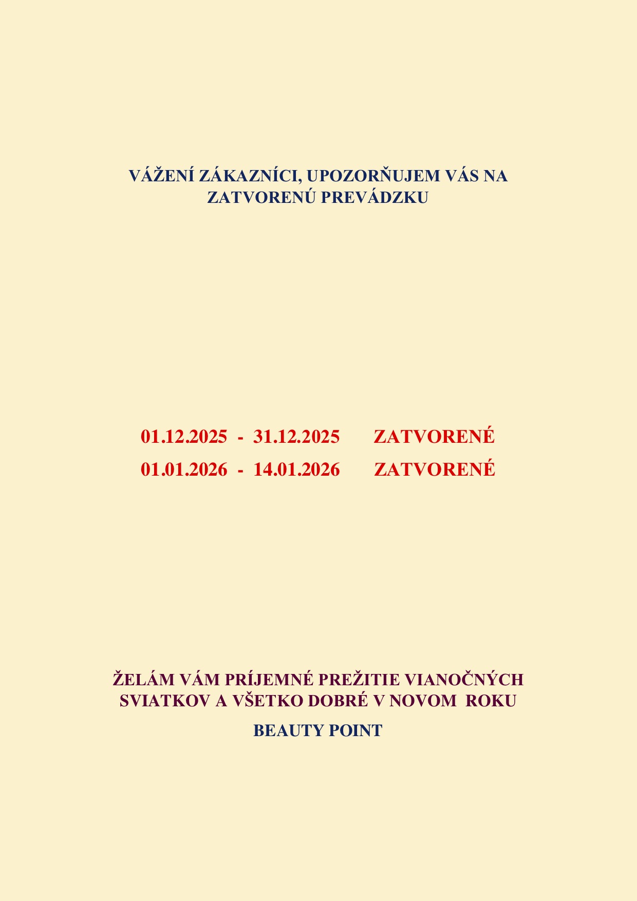 Otváracia doba 2025 2026